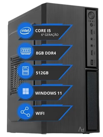 desktop-preto-Pc Cpu I5 6ª Geração 3.2ghz 8gb Ram Ddr4 Ssd 512gb